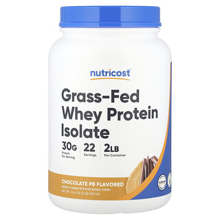 Nutricost, グラスフェッド（牧草飼育）ホエイプロテインアイソレート、チョコレートPB（ピーナッツバター）、907g（2ポンド）