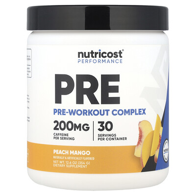 Nutricost, Complejo de alto rendimiento para el preentrenamiento, Melocotón y mango, 354 g (12,6 oz)