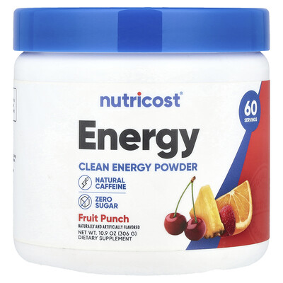 Product Image for Nutricost, Energy, Clean Energy Powder, Fruit Punch, 10.9 oz (306 g)