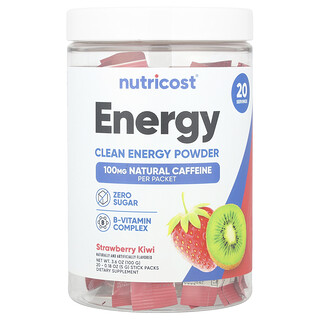 Nutricost, Energie, Clean Energy Poeder, Aardbei Kiwi, 20 Stick Packs, 0,18 oz (5 g) per stuk