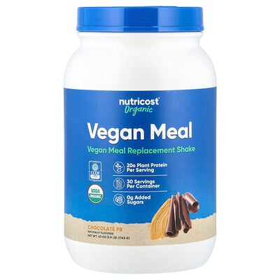 Nutricost, Comida orgánica vegana, PB de chocolate, 1763 g (3,9 lb)