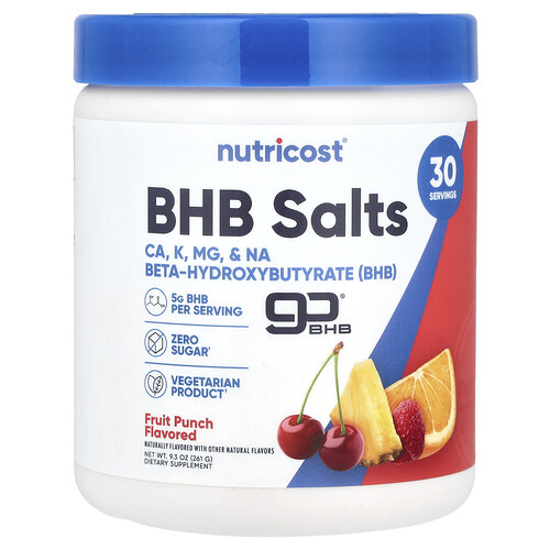 Nutricost BHB Salts, goBHB®, Fruit Punch, 9.3 oz (261 g)