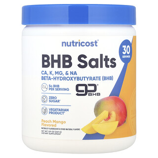 Nutricost, BHB Salts, goBHB®, Pêssego e Manga, 249 g (8,9 oz)