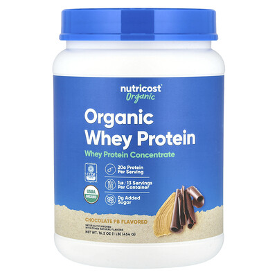 Nutricost, Proteína de suero de leche orgánica, PB de chocolate, 454 g (1 lb)