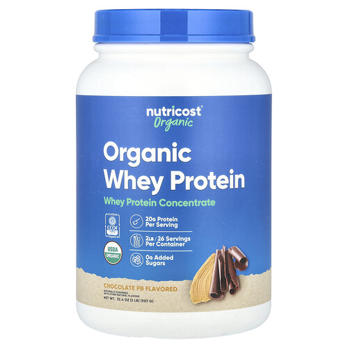 Nutricost, Organic Whey Protein, Bio-Molkenprotein, Schokolade PB, 907 g (2 lb.)