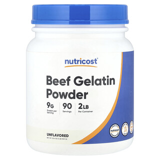 Nutricost, Poudre de gélatine de bœuf, Non aromatisée, 907 g