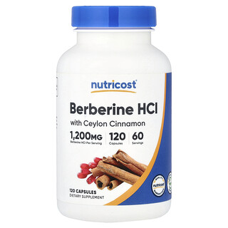 Nutricost, Chlorhydrate de berbérine avec cannelle de Ceylan, 120 capsules