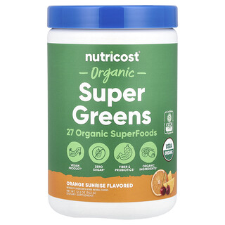 Nutricost, Organiska Super Greens, Apelsin Sunrise, 342 g  