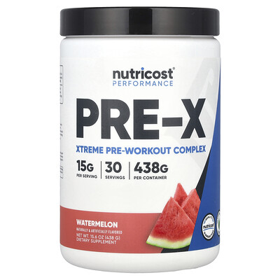 Product Image for Nutricost, Performance, PRE-X, Xtreme Pre-Workout Complex, Watermelon, 15.6 oz (438 g)