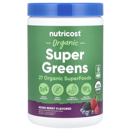 Nutricost Organic Super Greens, Mixed Berry, 11.8 oz (330 g)