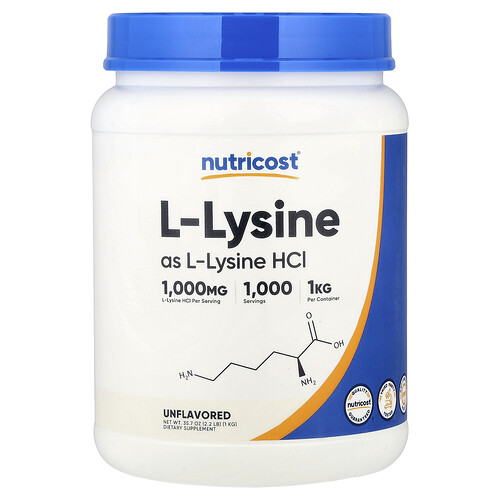 Nutricost, L-Lysine, Unflavored, L-Lysin, geschmacksneutral, 1 kg (35,7 oz.)