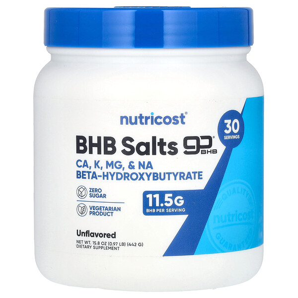 Nutricost BHB Salts, goBHB®, Unflavored, 0.97 lb (442 g)