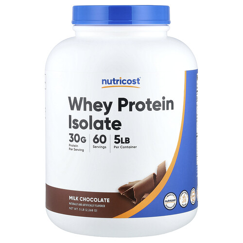 Nutricost, Aislado de proteína de suero de leche, Chocolate con leche, 2268 g (5 lb)