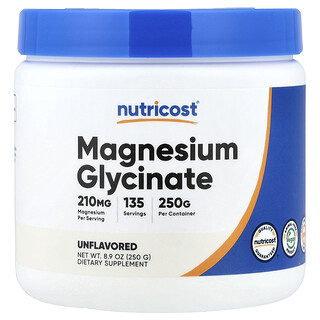 Nutricost, Glicinato de magnesio, Sin sabor, 250 g (8,9 oz)