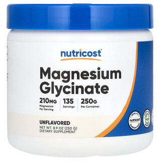 Nutricost, Магнезиев глицинат, неовкусен, 250 g