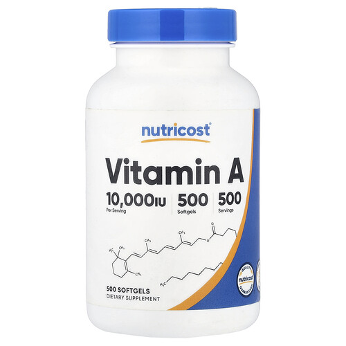 Nutricost, Vitamin A, 10.000 IE, 500 Weichkapseln