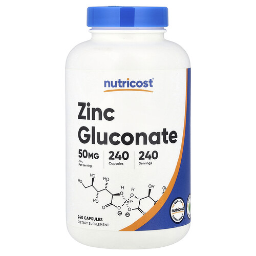 Nutricost, Zinc Gluconate, 50 mg, 240 Capsules