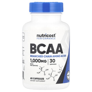 Nutricost, BCAA, 1000 mg, 60 cápsulas (500 mg por cápsula)