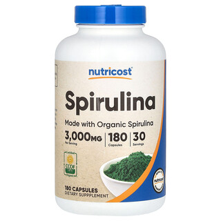 Nutricost, Spiruline, 180 capsules (500 mg par capsule)