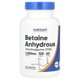 Nutricost, Vedetön betaiini, 120 kapselia (750 mg kapselia kohden)