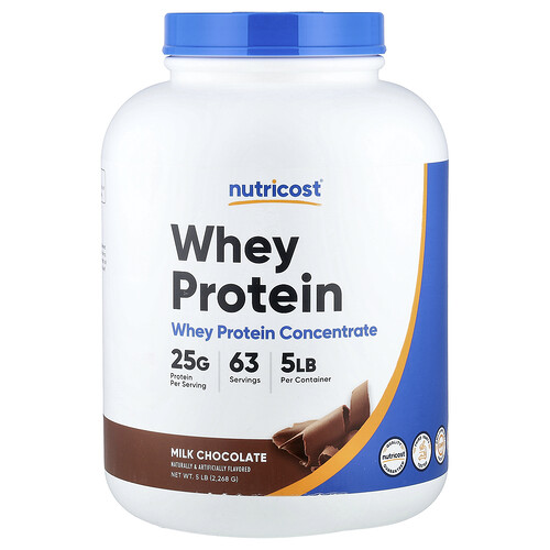Nutricost, Concentrado de proteína de suero de leche, Chocolate con leche, 2268 g (5 lb)