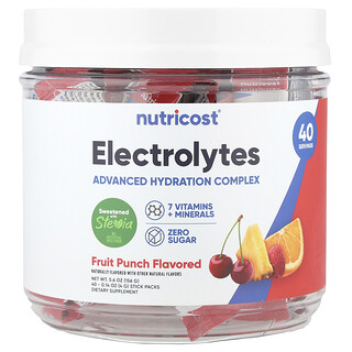 Nutricost, Electrolytes, Advanced Hydration Complex, Fruit Punch, 40 Stick Packs, 0.14 oz (4 g) Each