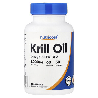 Nutricost, Aceite de kril, 60 cápsulas blandas (500 mg por cápsula blanda)