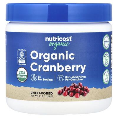 Nutricost, Arándano rojo orgánico, Sin sabor, 227 g (8,1 oz)