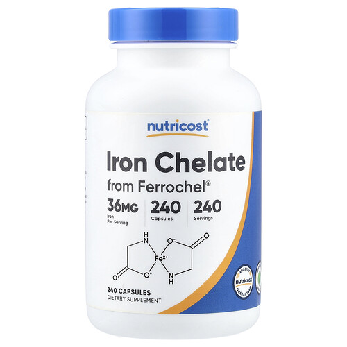 Nutricost Eisenchelat aus Ferrochel®, 36 mg, 240 Kapseln