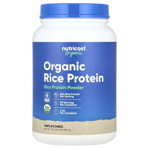 Nutricost Organic Rice Protein Powder, Unflavored, 2 lb (907 g)