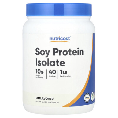 Nutricost, Aislado de proteína de soya, Sin sabor, 454 g (1 lb)