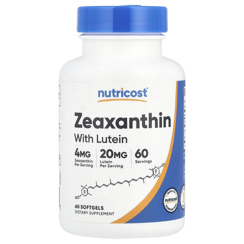Nutricost, Zéaxanthine et lutéine, 60 capsules