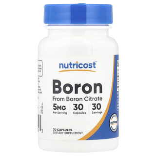 Nutricost, 硼，5 毫克，30 粒胶囊