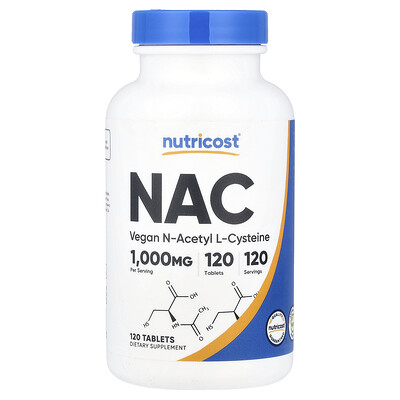Nutricost, NAC, Suplemento alimentario, 1000 mg, 120 comprimidos