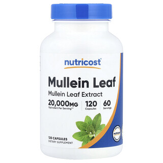 Nutricost, листья коровяка, 120 капсул (500 мг в 1 капсуле)