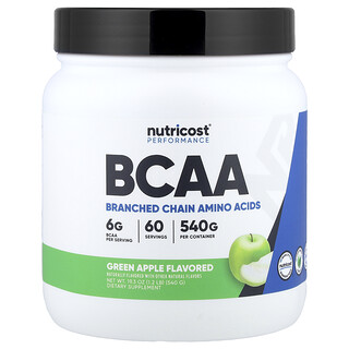 Nutricost, Desempenho, BCAA, Maçã Verde, 540 g (1,2 lb)