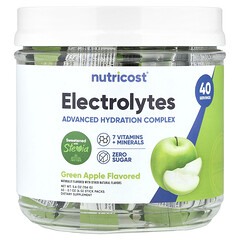 Electrolytes, покращений комплекс для зволоження, зелене яблуко, 40 стік-пакетів по 4 г (0,1 унції)