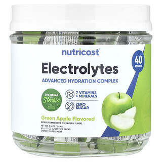 Nutricost, 電解質，高階補水複合物，青蘋果味，40 條，每條 0.1 盎司（4 克）