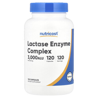 Nutricost, Kompleks enzymów laktazy, 3000 ALU, 120 kapsułek