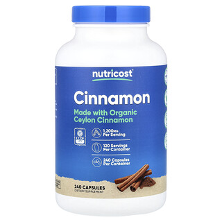Nutricost, Canela, 240 cápsulas (600 mg por cápsula)