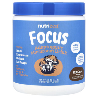 Nutricost, NutriZen™, Fokus, Minuman Cendawan Adaptogenik, Koko Panas, 8.8 oz (246 g)