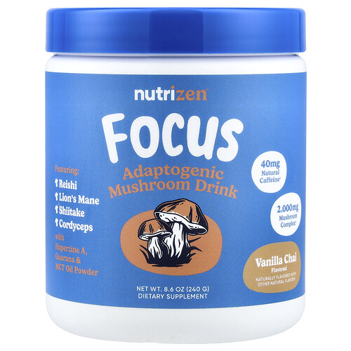 Nutricost NutriZen®, Focus, Adaptogenic Mushroom Drink, Vanilla Chai, 8.6 oz (240 g)