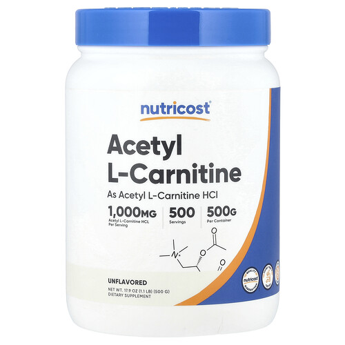 Nutricost Acetyl L-Carnitine, Unflavored , 1.1 lb (500 g)