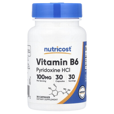 Product Image for Nutricost, Vitamin B6, 100 mg, 30 Capsules