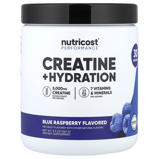 Nutricost, Prestaties, Creatine + Hydratatie, Blauwe Framboos, 9,3 oz (261 g)