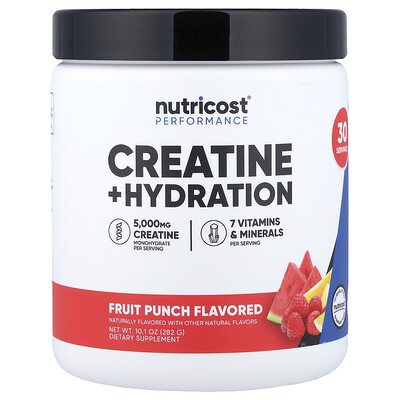 Nutricost, Performance, Creatina más hidratación, Ponche de frutas, 282 g (10,1 oz)