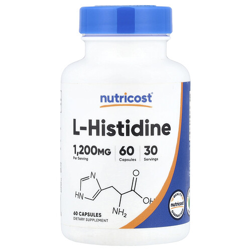 Nutricost, L-histidiin, 60 kapslit (600 mg kapsli kohta)