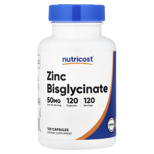 Nutricost, Zinc Bisglycinate, Zinkbisglycinat, 50 mg, 120 Kapseln