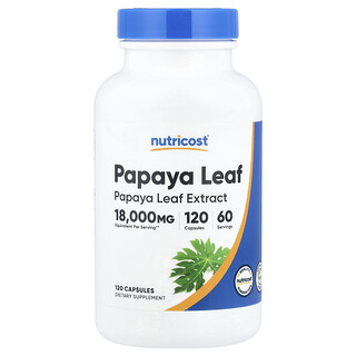 Nutricost, Papajablad, 120 capsules (600 mg per capsule)