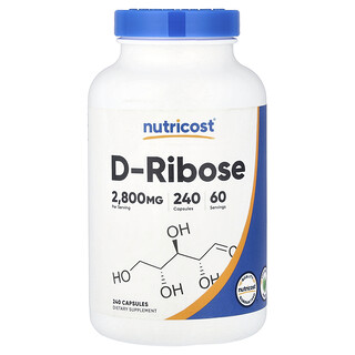 Nutricost, D-Ribosa, 240 Kapsul (700 mg setiap Kapsul)